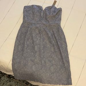 J Crew strapless lace overlay dress.